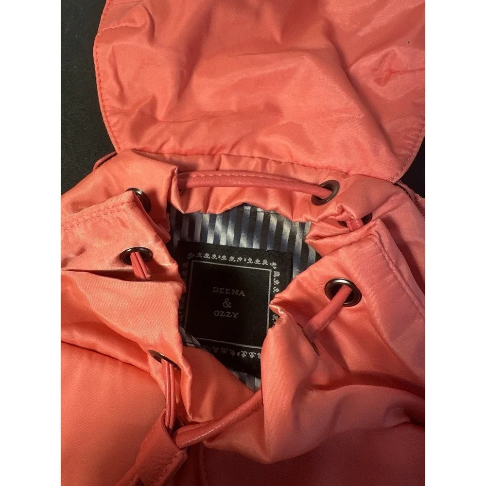 Deena And Ozzy Salmon‎ Pink Front Pockets Magnetic Drawstring Backpack